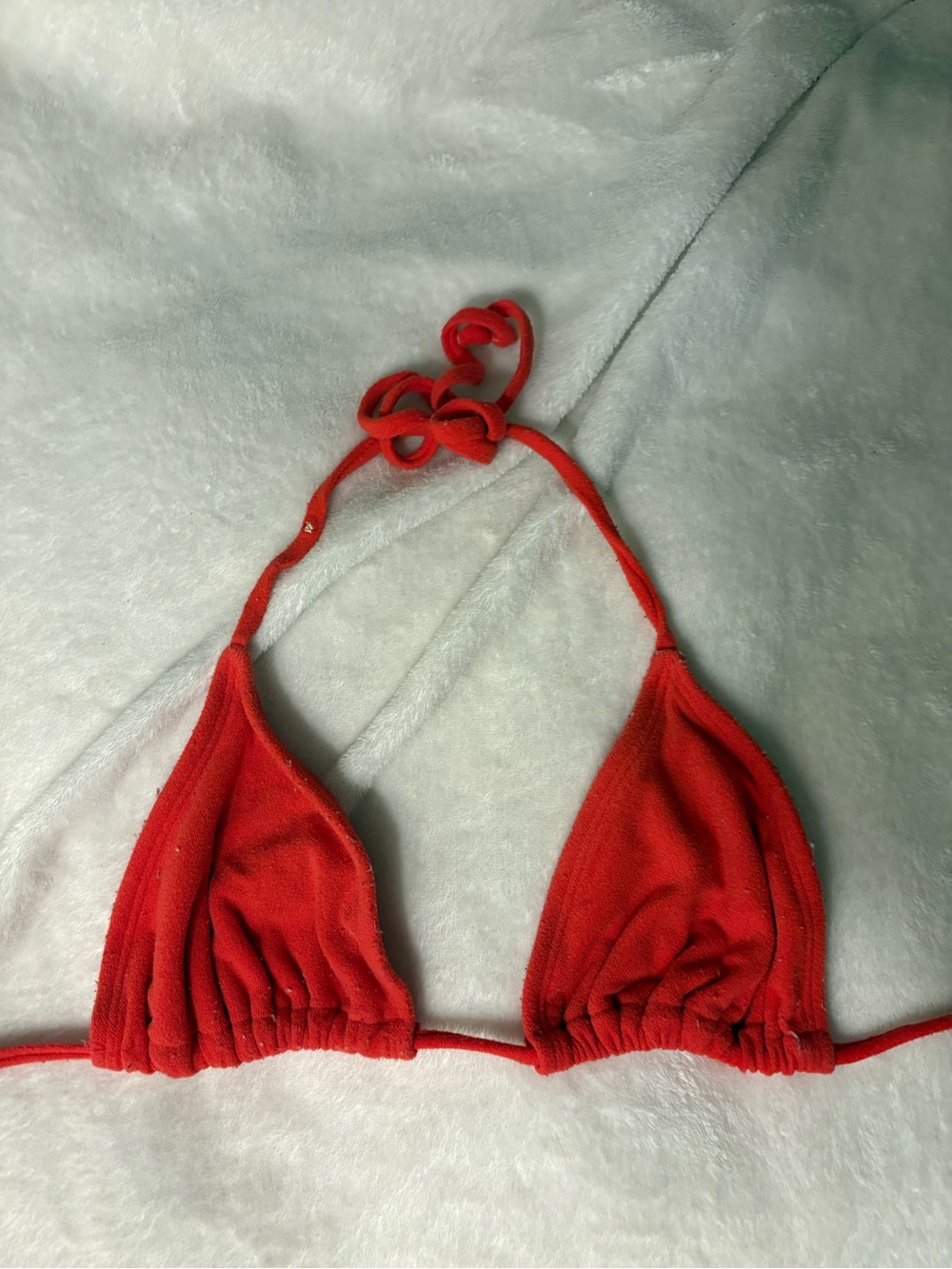 Target Red TerryCloth String Bikini Top (pilling)